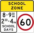 (R4-V105) 60 km/h Speed Limit School Zone (used in Victoria)
