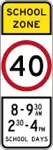 (R4-V106) 40 km/h Speed Limit School Zone (used in Victoria)