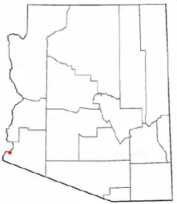 Location of Yuma in Yuma County, Arizona.