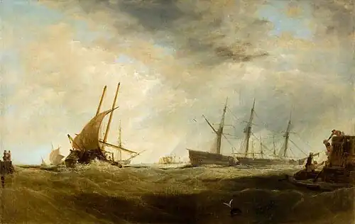 A Brisk Gale. A Dutch East-Indiaman Landing Passengers by Augustus Wall Callcott