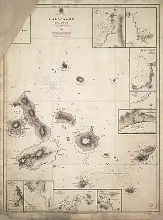 Admiralty Chart of the Galápagos Islands, one of the charts resulting from Fitzroy's hydrographic surveys