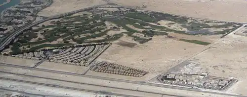 Aerial view of Al Egla in 2010, separated from West Bay Lagoon on the far left by Golf Course Street