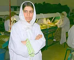 Afghan women working inside a factory in Parwan