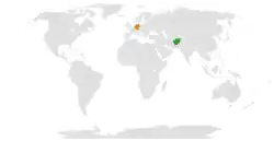 Map indicating locations of Afghanistan and Germany