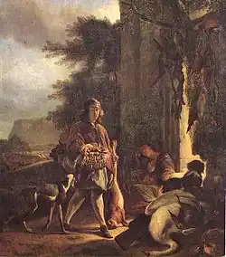 After the Hunt (1665), oil on panel, 44.7 × 34.5 cm., Alte Pinakothek