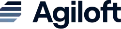 Agiloft in orange lettering surrounded by a blue outline.