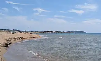 View looking south of Agios Georgios, Argyrades on Issos Beach