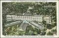 Postcard with an aerial view of sanitarium, c. 1928