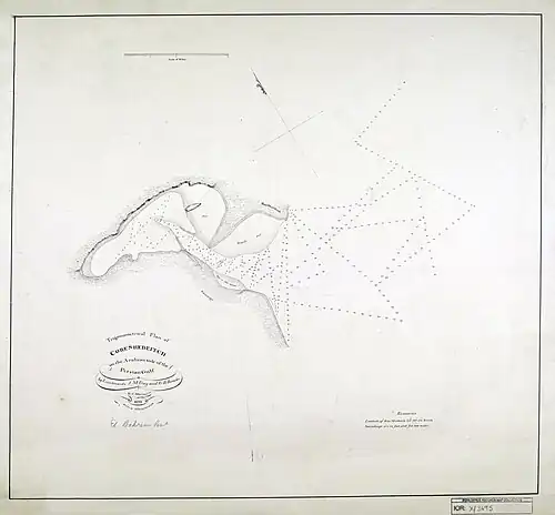 ‘Trigonometrical plan of Core Shedeitch [Khor Shaqiq] on the Arabian side of the Persian Gulf’ by G.B. Brucks (1823)