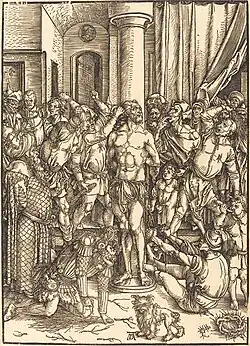 The Flagellation, from the Great Passion, c. 1497, 39 × 28 cm, (printed c. 1498–1500, National Gallery of Art)