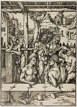 The Men's Bath, c. 1496, woodcut, 39.2 × 28.3 cm, (Art Institute of Chicago)