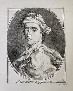 Black-and-white engraving portrait of Longhi