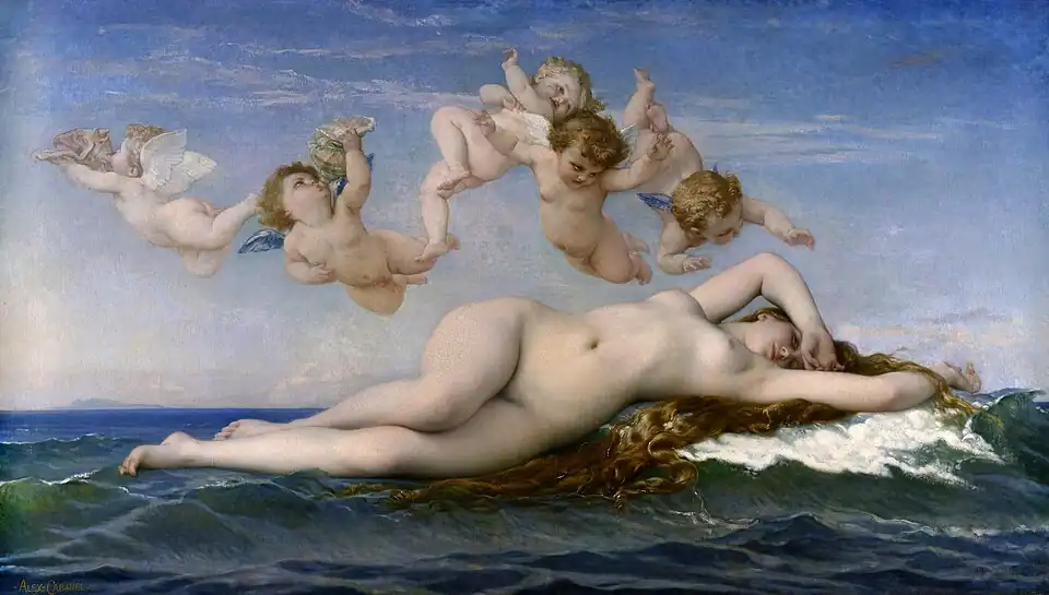 The Birth of Venus, by Alexandre Cabanel, was purchased by Napoleon III at the Paris Salon of 1863, now in Musée d'Orsay.