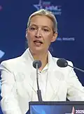 Alice Weidel speaking at CPAC Hungary 2025