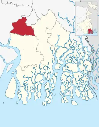Location of Alipore Sadar subdivision in South 24 Parganas district