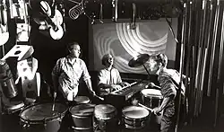 Alloy Orchestra performing in 1995. R to L: Ken Winokur, Caleb Sampson, Terry Donahue