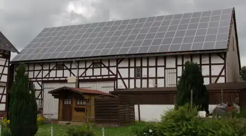 Rooftop solar on half-timbered house