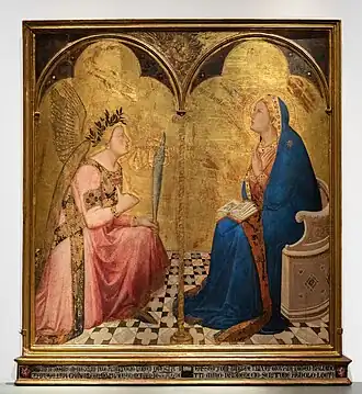 The floor tiles in Lorenzetti's Annunciation (1344) strongly anticipate modern perspective