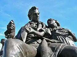 Thomas Hopkins Gallaudet and Alice Cogswell signing the letter A