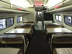 Rows of tables with two by two seating