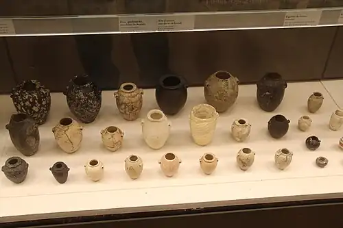 A variety of hard and soft stone vessels