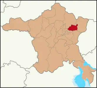 Map showing Akyurt District in Ankara Province