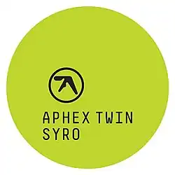The words "Aphex Twin" and "Syro" written in uppercase black monospace text inside a lime green circle.