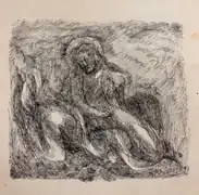 Ink drawing "Anointing the Feet of Jesus" created in 1993