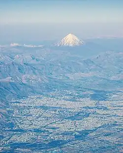 Aerial view of Tehran and Damavand