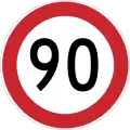 Maximum speed limit (90 km/h)