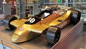 An Arrows A2 from 1979 in its Warsteiner livery in display