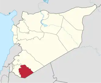 Map of Syria with al-Suwayda Governorate highlighted