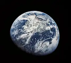 Image 31South is up in the first image of Earth taken by a person, probably by Bill Anders (during the 1968 Apollo 8 mission) (from Outer space)