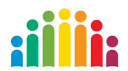 ASPC's logo, a row of rainbow-colored figures of varying heights forming an arch