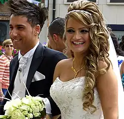 Assyrian bride and groom during a wedding celebration