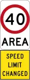 New 40 km/h Speed Limit Area (used in South Australia)