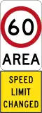 New 60 km/h Speed Limit Area (used in South Australia)