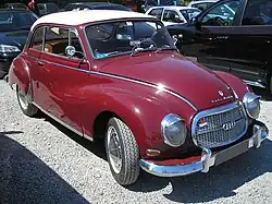 Longitudinally front-mounted engine, front-wheel drive (FF longitudinal layout): The Auto Union 1000, (today Audi) longitudinal layout superseded the DKW F89 front transverse engines in the 1950s.