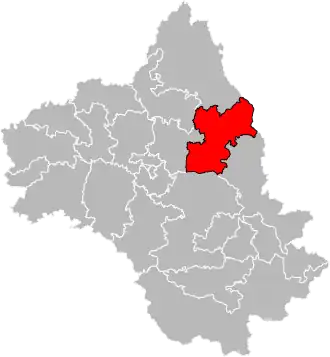 Situation of the canton of Lot et Palanges in the department of Aveyron
