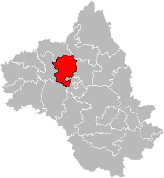 Situation of the canton of Vallon in the department of Aveyron