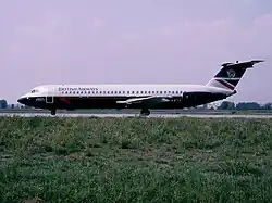 Twin-engine rear-mounted jetliner with turbojets
