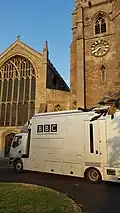 BBC outside broadcast van at the West front