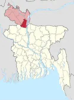 Location of Gaibandha in Bangladesh