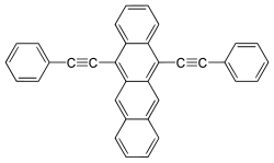 5,12-Bis(phenylethynyl)naphthacene yields orange light