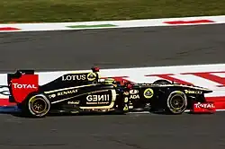 Bruno Senna racing for Renault F1 at the 2011 Italian Grand Prix.