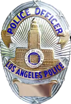 LAPD officer badge, with number omitted
