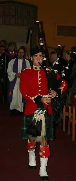The Scottish Great Highland bagpipe played at a Canadian military function.