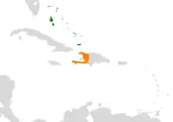 Map indicating locations of The Bahamas and Haiti