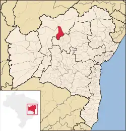 Location of Itaguaçu da Bahia in Bahia