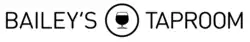Black and white illustration of a logo with the text "Bailey's Taproom"